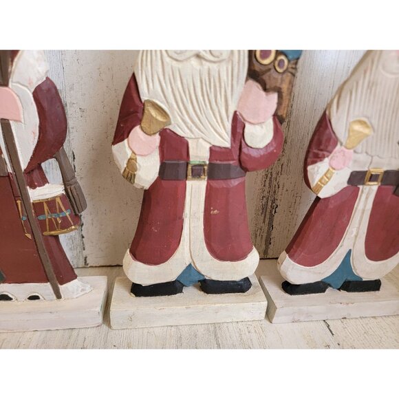 Wooden Santa Claus set tree toy sack figure Xmas decor - Picture 4 of 10
